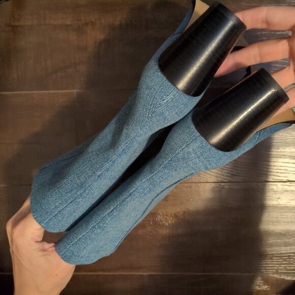 NEW Anthropologie Silent D Ivon Denim Boots Women 6.5 Vintage Chic Cowgirl Retro - Picture 5 of 11